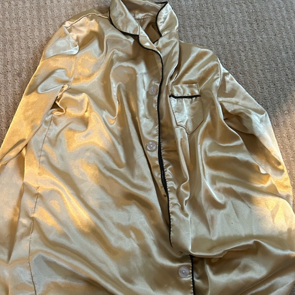 Brand new youth large pajama button up tops silk - Picture 2 of 4